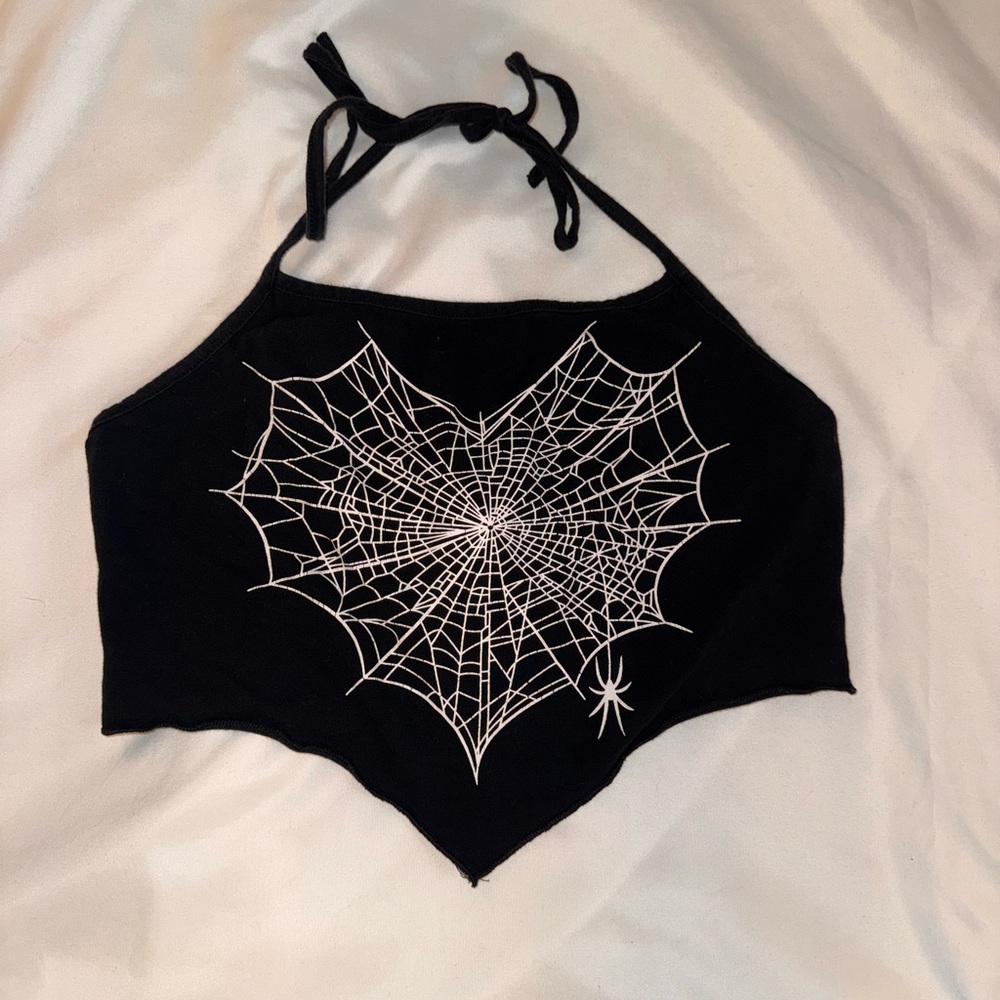 Black Spider Web Crop Top